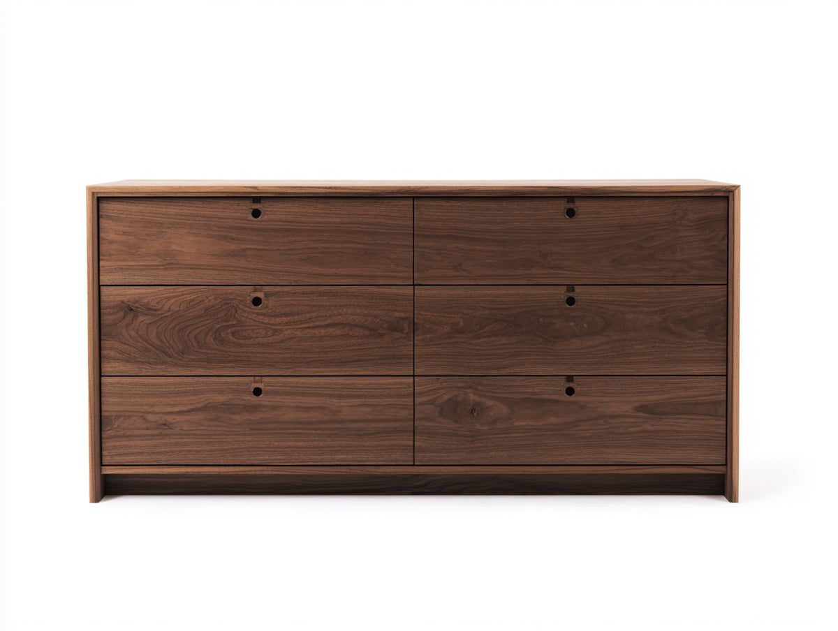 Cómodas 160x45x75 cm - madera acabado marrón - diseño moderno con 6 cajones