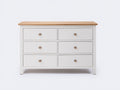 Cómodas - Madera MDF y acabado blanco con cubierta efecto madera 140 x 40 x 80 cm - Diseño moderno con 6 cajones de almacenamiento