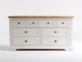 Cómodas 120x40x85 cm - madera acabado blanco y cubierta marrón - estilo clásico con almacenamiento