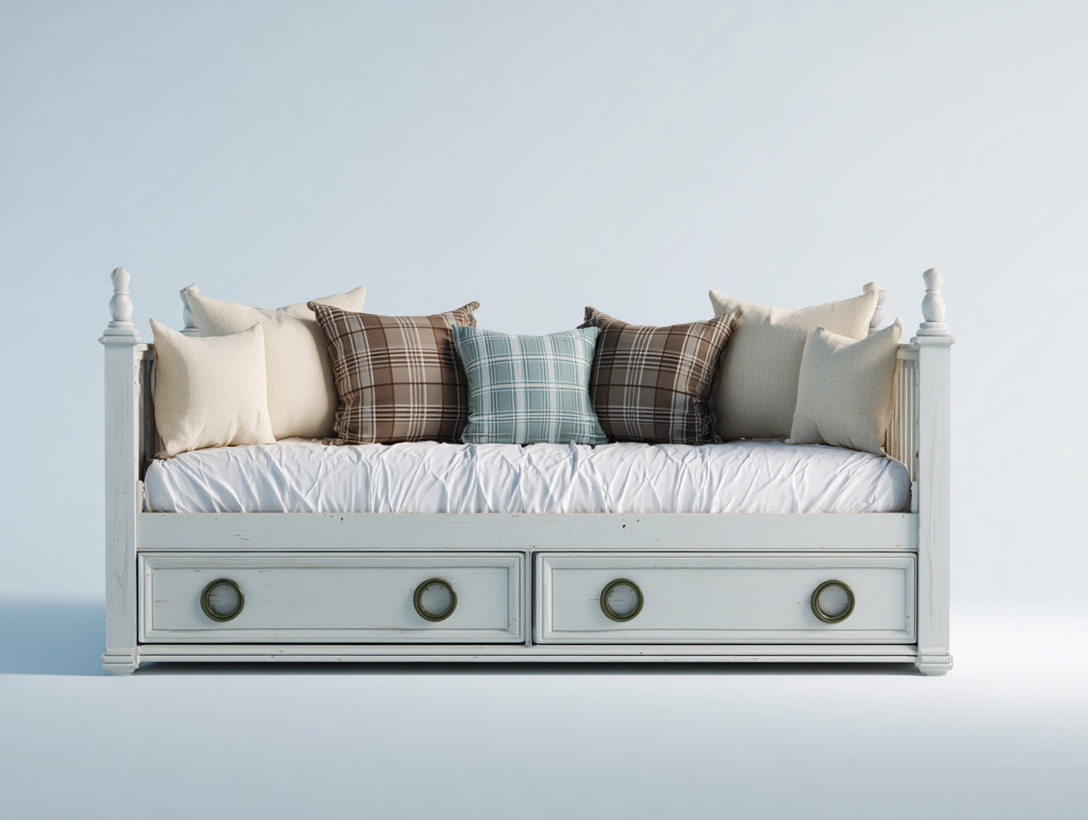 Sofás cama de madera 200 x 90 x 85 cm - color blanco - diseño clásico con cajones de almacenamiento