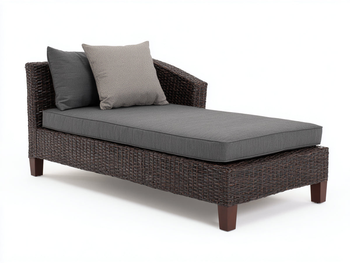Tumbonas de ratán 180 x 75 x 70 cm - Marrón oscuro y gris - Diseño moderno con respaldo acolchado