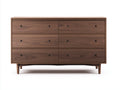 Cómoda de 6 cajones de madera 160x45x80 cm nogal estilo moderno