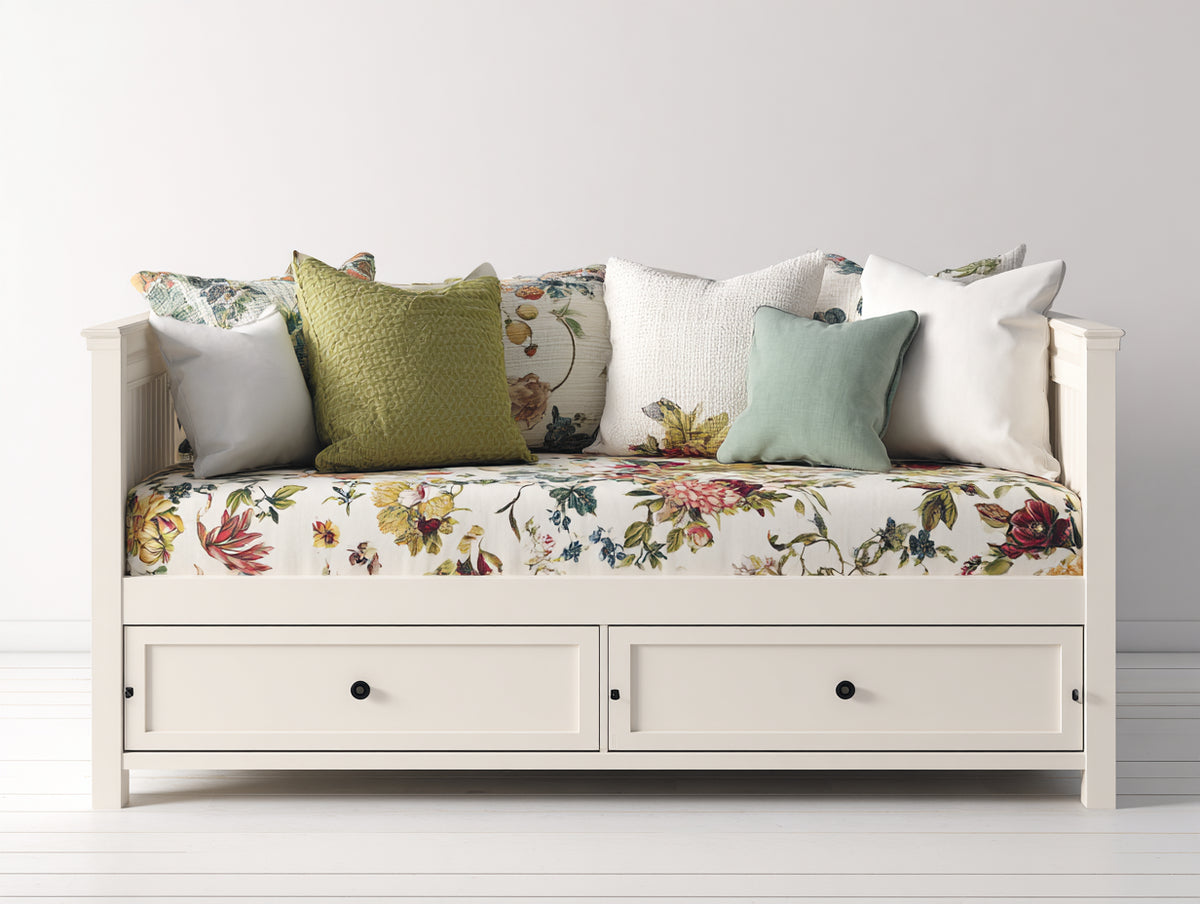 Sofá cama de madera 200x90x85 cm - blanco - diseño clásico con 2 cajones de almacenamiento