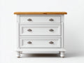 Cómoda de 3 cajones en madera 100x45x85 cm - blanco y madera natural - estilo clásico para dormitorio