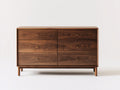 Cómoda de 6 cajones de madera 160x45x80 cm nogal oscuro estilo moderno