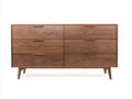 Cómoda de madera 160 x 40 x 75 cm - Color madera natural - Diseño moderno con 6 cajones