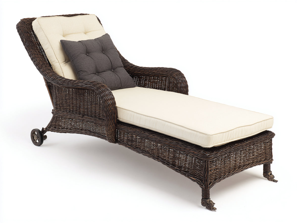 Tumbona de ratán 200x70x80 cm - marrón - diseño clásico para jardín y terraza