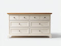 Cómodas de madera 160 x 45 x 90 cm - Blanco y natural - Estilo clásico con 8 cajones