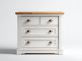 Cómoda de 4 cajones de madera 100x40x85 cm blanco y madera natural estilo rústico
