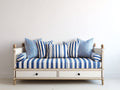 Sofás cama de madera 200 x 90 x 85 cm - Blanco y azul - Estilo clásico con cajones inferiores