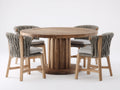 Conjuntos de comedor de jardín 120x120x75 cm - Madera natural y cuerda trenzada - Mesa redonda con 4 sillas de exterior