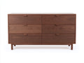 Cómoda de madera con cajones 180x45x85 cm - color nogal - diseño moderno con almacenamiento